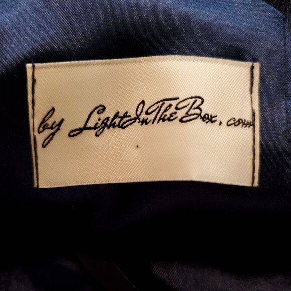 NEW Light in the Box Dress Navy Blue Sz 6 Beaded V Neck Gathered Bodice A Line - Picture 6 of 6